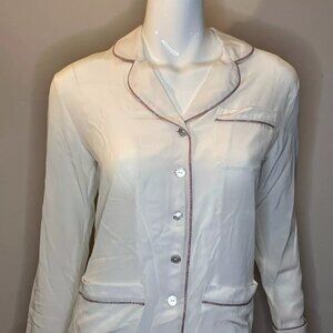 Olivia Von Halle Women's Silk White Pajama NWT